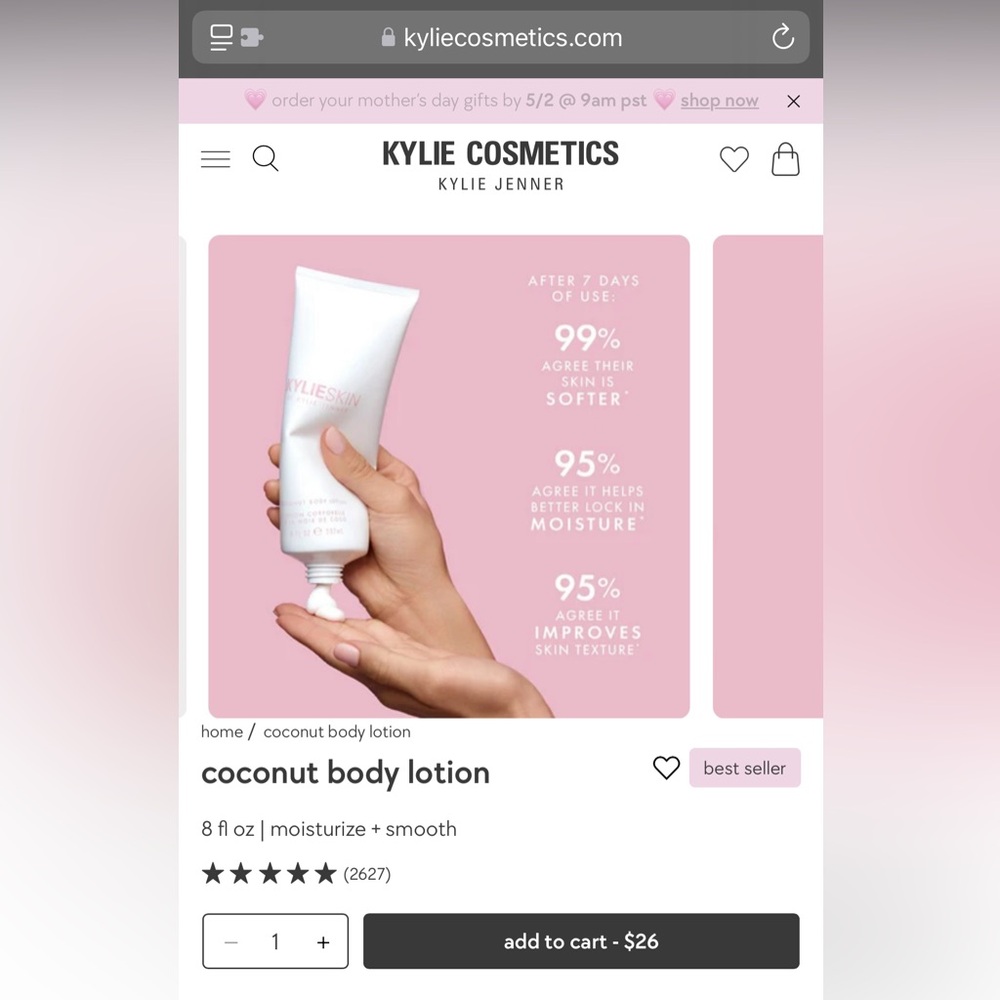 Kylie Skin Coconut Body Lotion - Picture 2 of 2